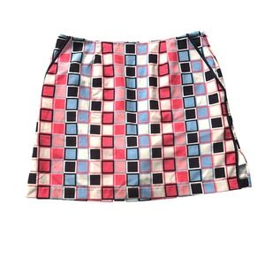 Golfini Skort Small 6 Pink Black Squares Plaid Golf Skirt Retro Modest Athletic
